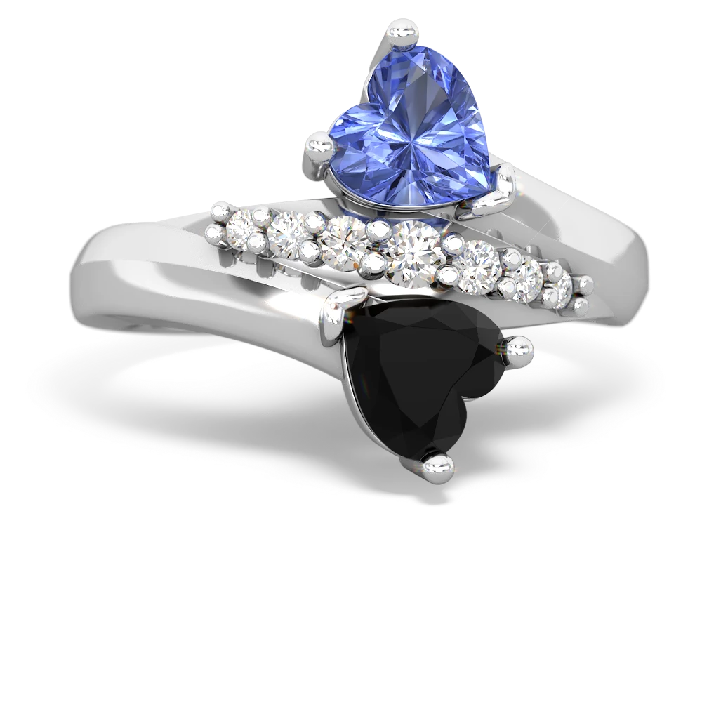 Tanzanite Heart To Heart 14K White Gold ring R2064