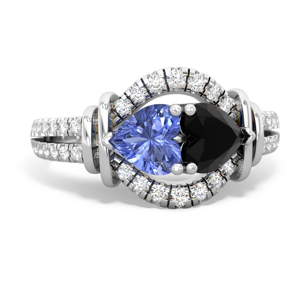 Tanzanite Art-Deco Keepsake 14K White Gold ring R5630