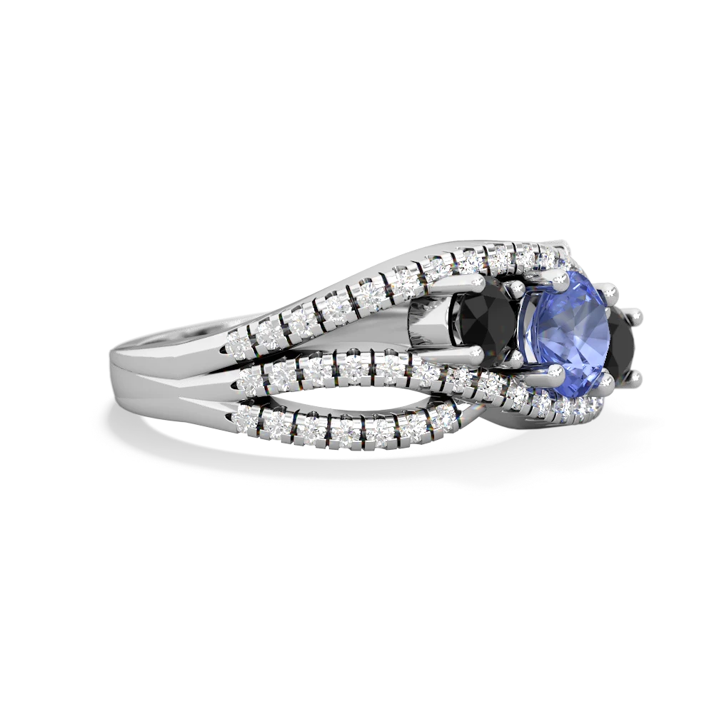 Tanzanite Three Stone Aurora 14K White Gold ring R3080