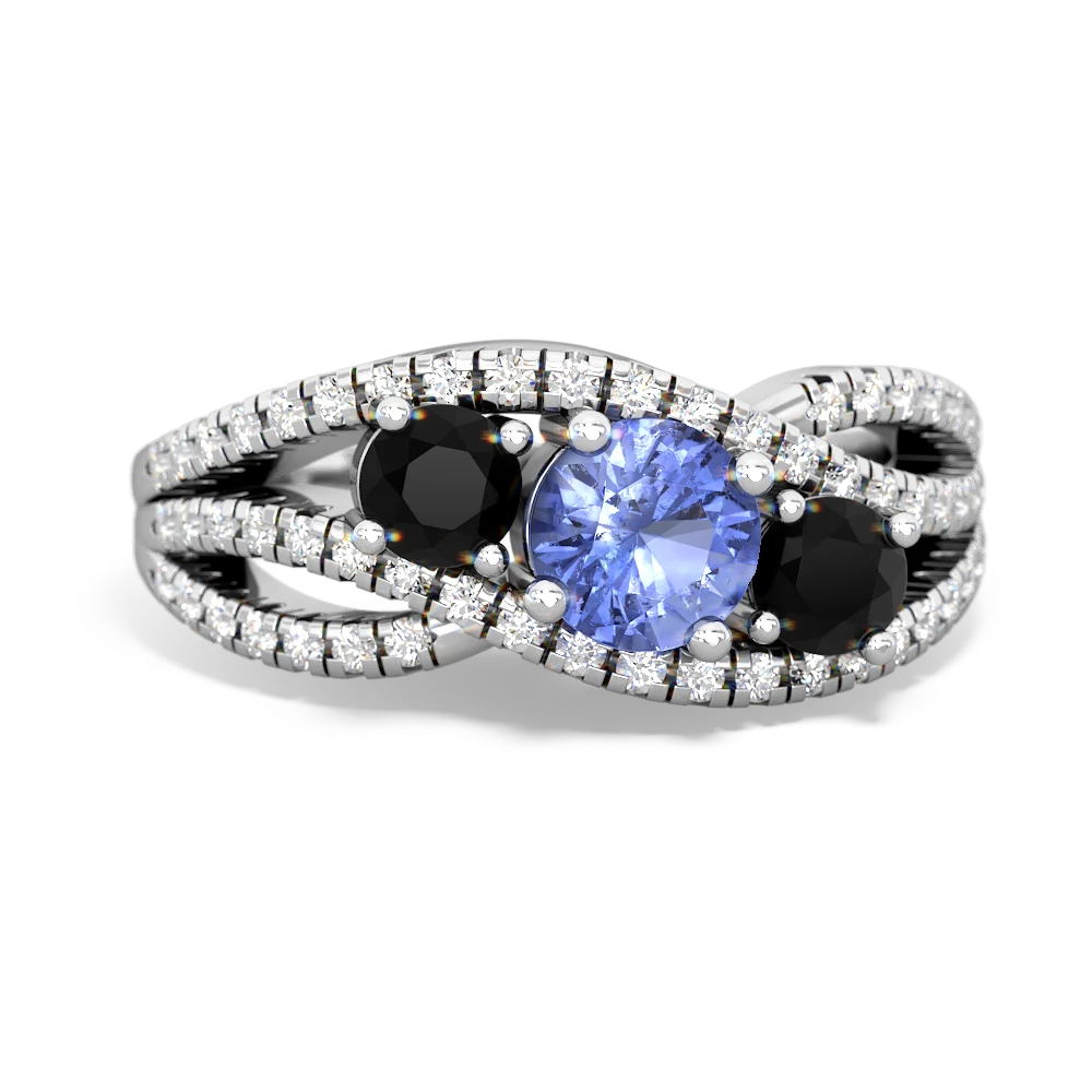 Tanzanite Three Stone Aurora 14K White Gold ring R3080