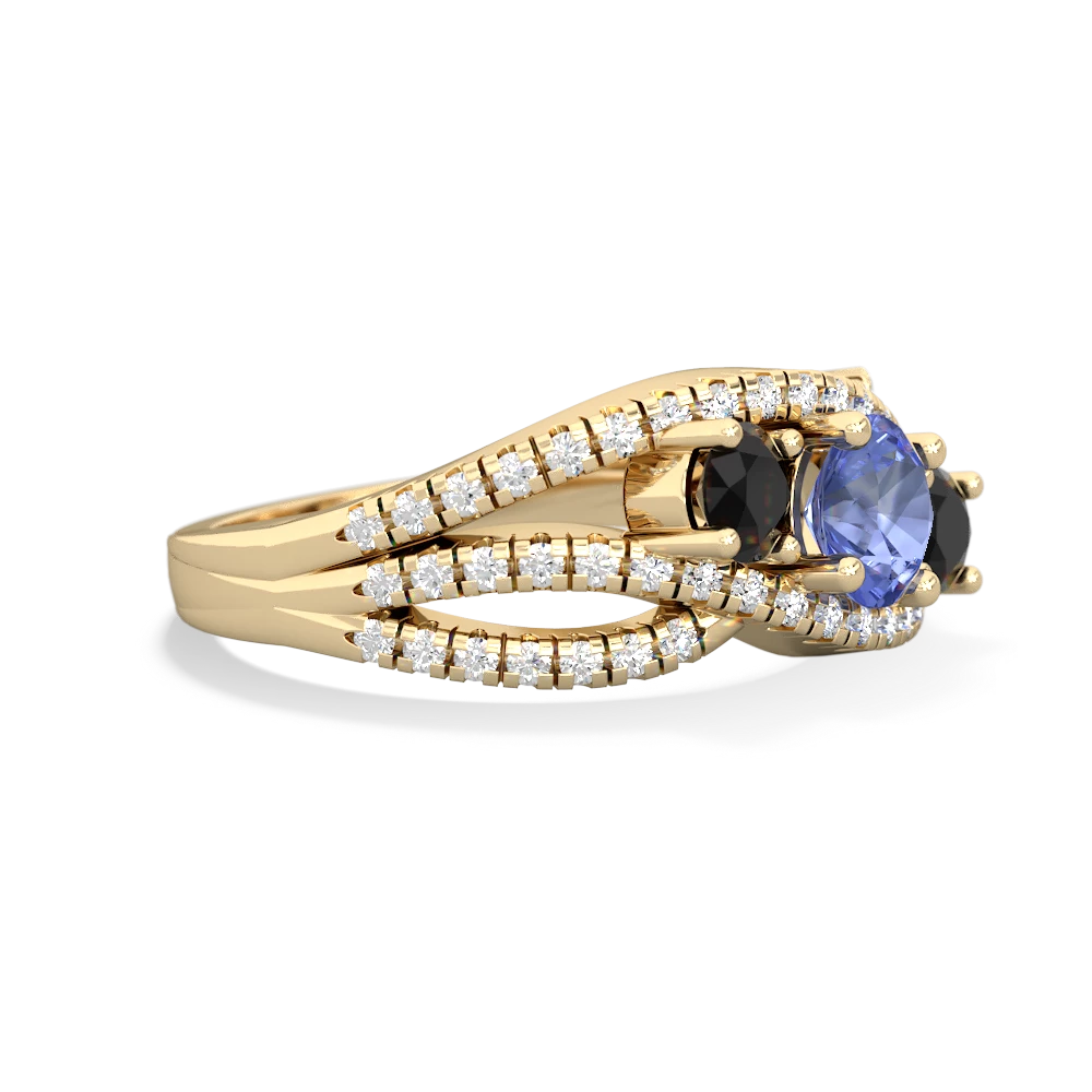 Tanzanite Three Stone Aurora 14K Yellow Gold ring R3080