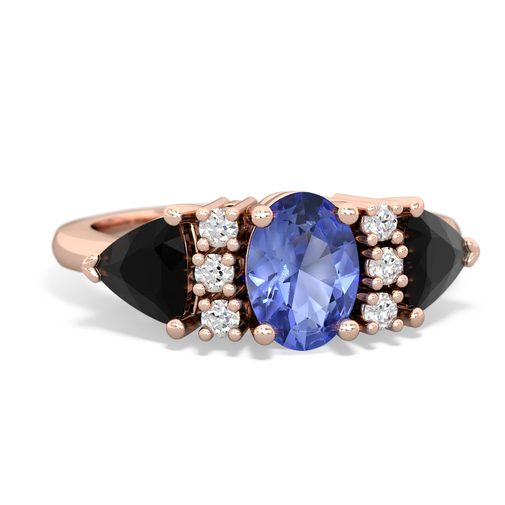 Tanzanite Antique Style Three Stone 14K Rose Gold ring R2186