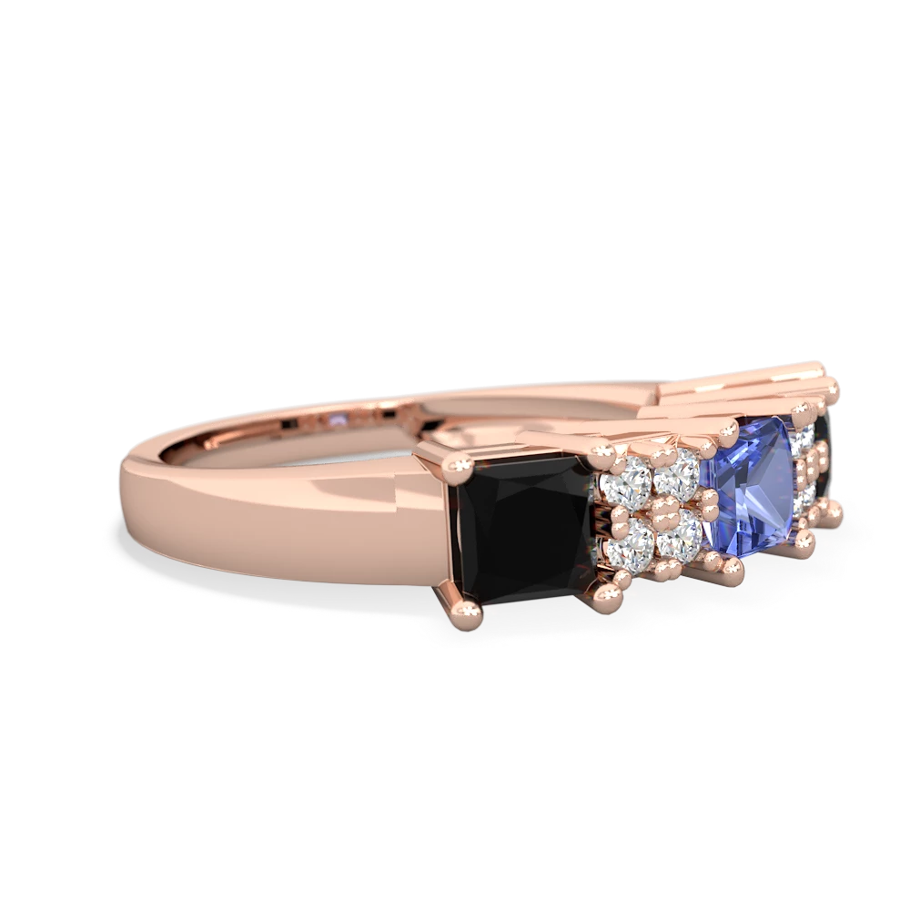 Tanzanite Three Stone Diamond Cluster 14K Rose Gold ring R2592