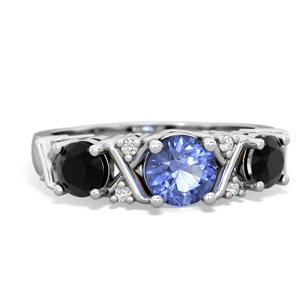 Tanzanite Hugs And Kisses 14K White Gold ring R5016