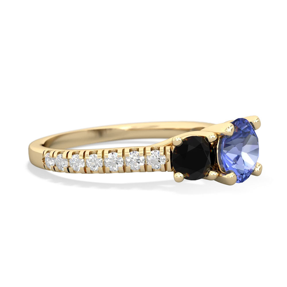 Tanzanite Pave Trellis 14K Yellow Gold ring R5500