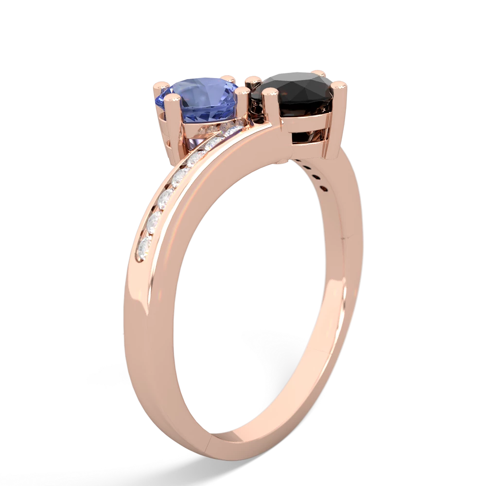 Tanzanite Channel Set Two Stone 14K Rose Gold ring R5303