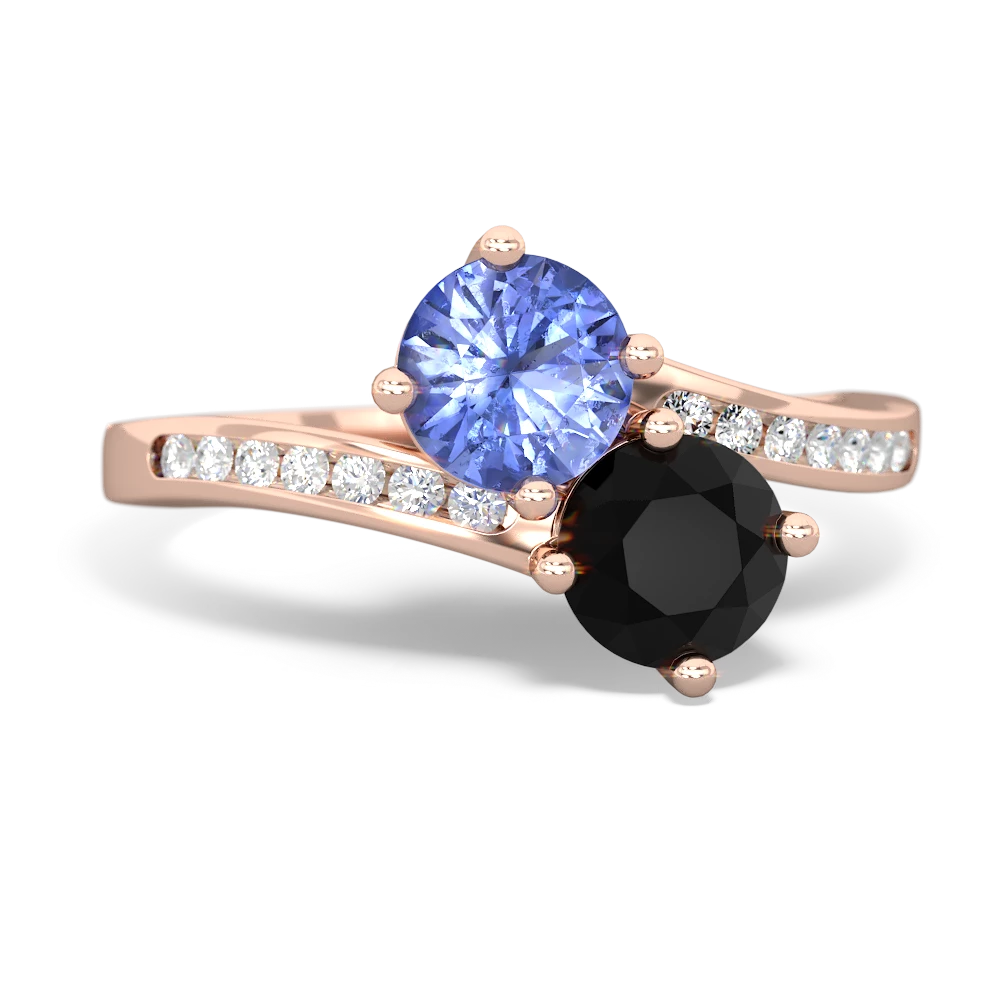 Tanzanite Channel Set Two Stone 14K Rose Gold ring R5303