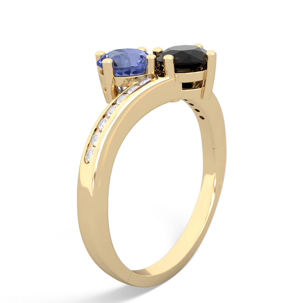 Tanzanite Channel Set Two Stone 14K Yellow Gold ring R5303