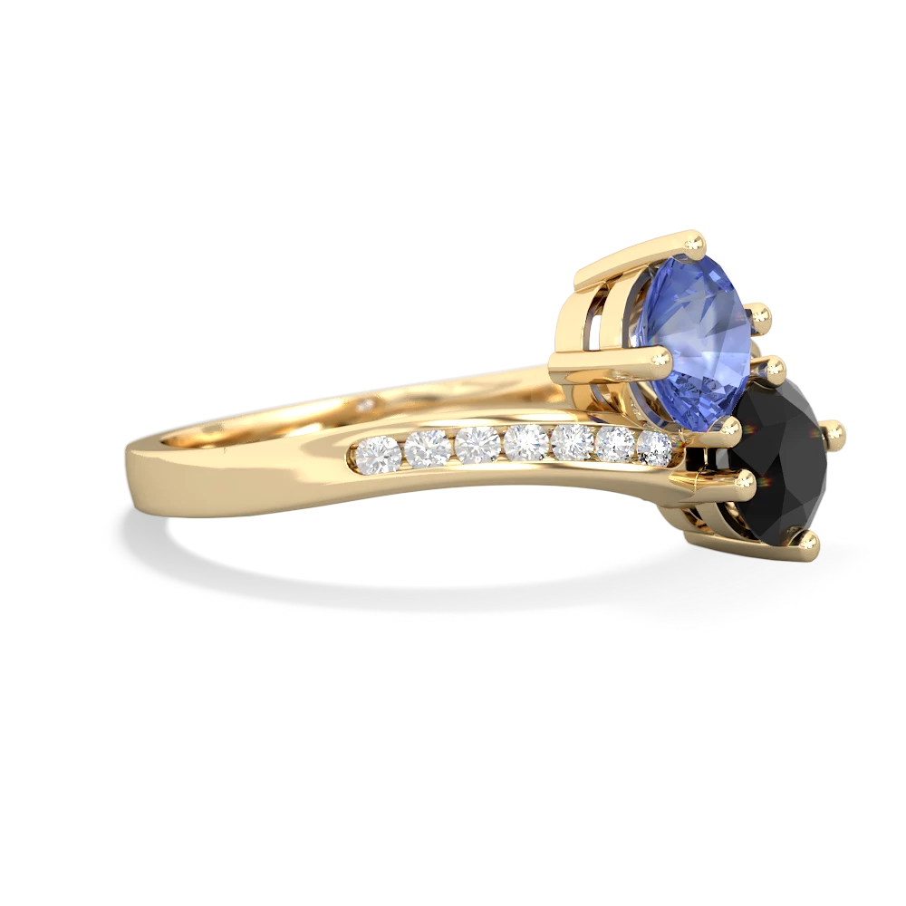 Tanzanite Channel Set Two Stone 14K Yellow Gold ring R5303