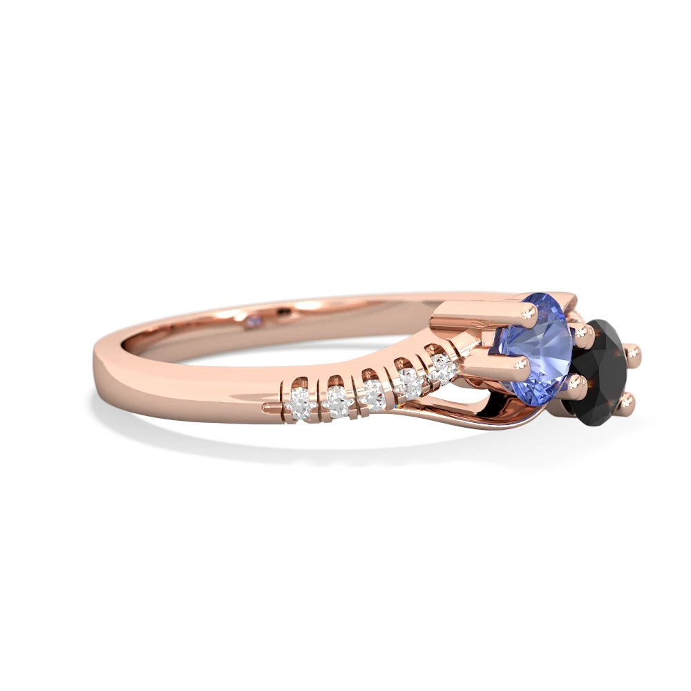 Tanzanite Infinity Pave Two Stone 14K Rose Gold ring R5285