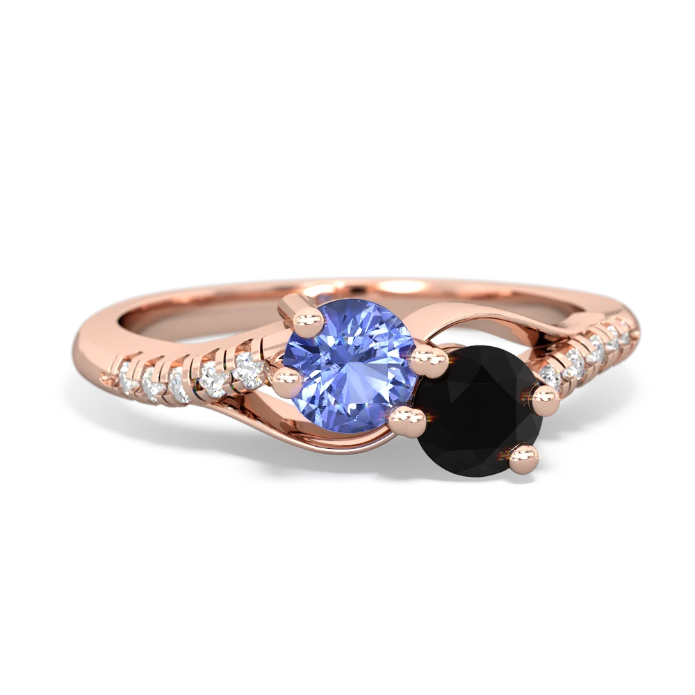 Tanzanite Infinity Pave Two Stone 14K Rose Gold ring R5285