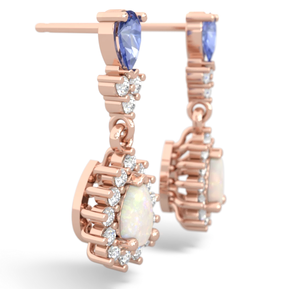 Tanzanite Halo Pear Dangle 14K Rose Gold earrings E1882