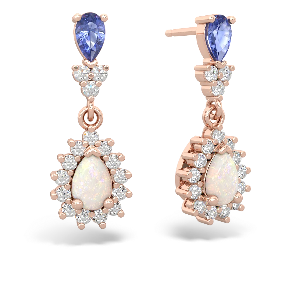 Tanzanite Halo Pear Dangle 14K Rose Gold earrings E1882