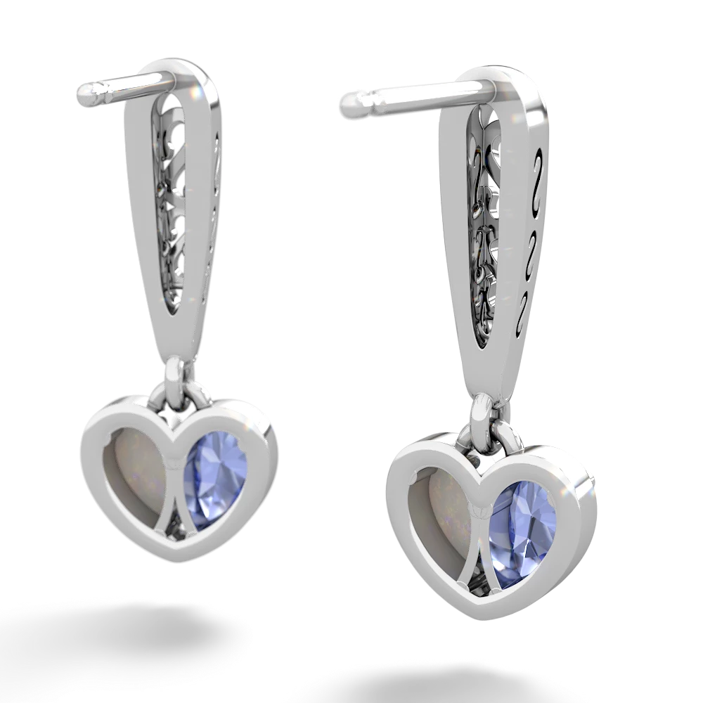 Tanzanite Filligree Heart 14K White Gold earrings E5070