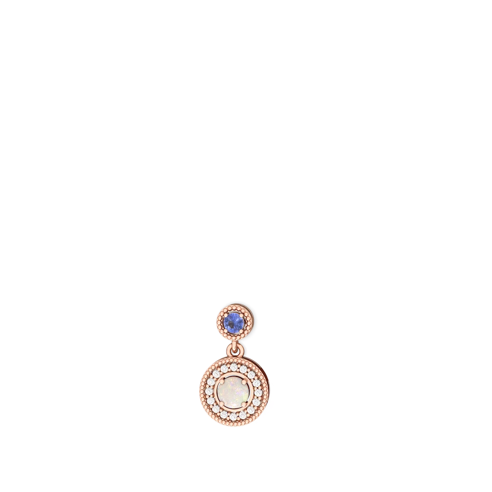 Tanzanite Halo Dangle 14K Rose Gold earrings E5319