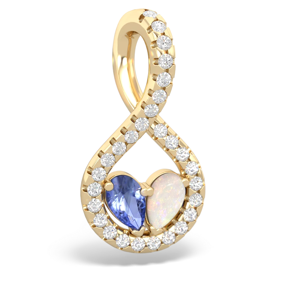 Tanzanite Pave Twist 'One Heart' 14K Yellow Gold pendant P5360