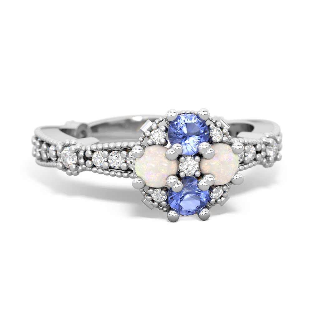 Tanzanite Sparkling Tiara Cluster 14K White Gold ring R26293RD