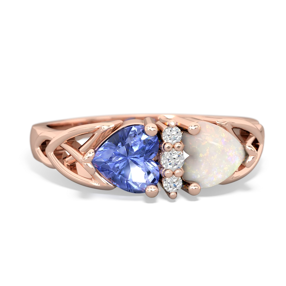 Tanzanite Celtic Knot Double Heart 14K Rose Gold ring R5040