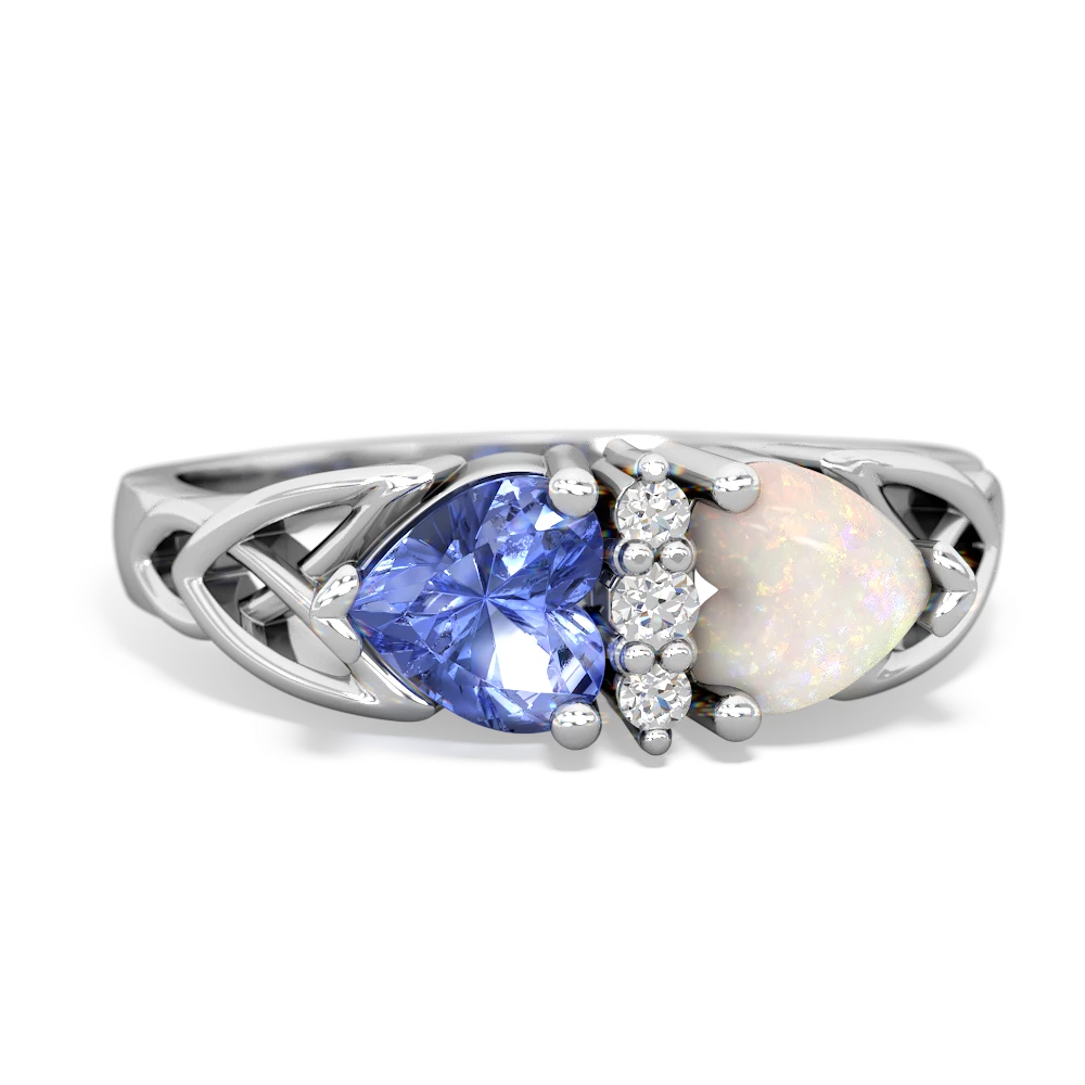 Tanzanite Celtic Knot Double Heart 14K White Gold ring R5040