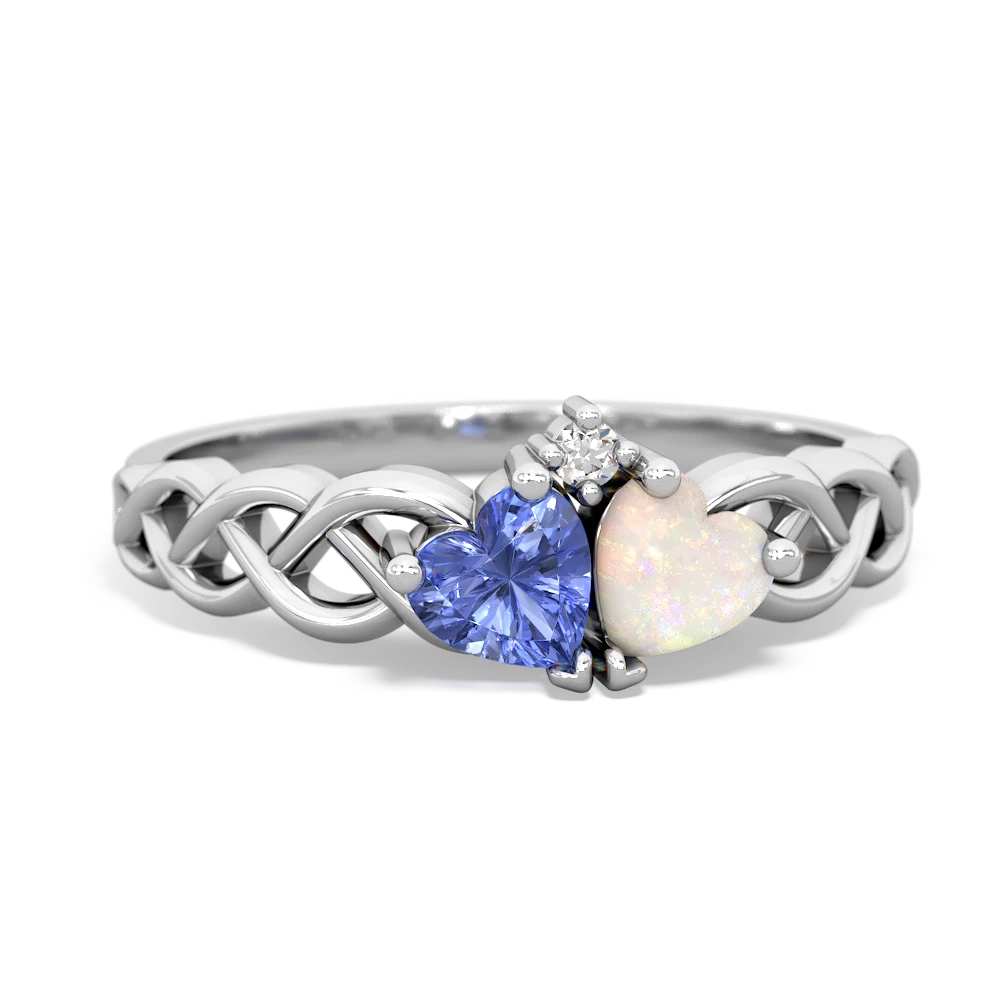 Tanzanite Heart To Heart Braid 14K White Gold ring R5870