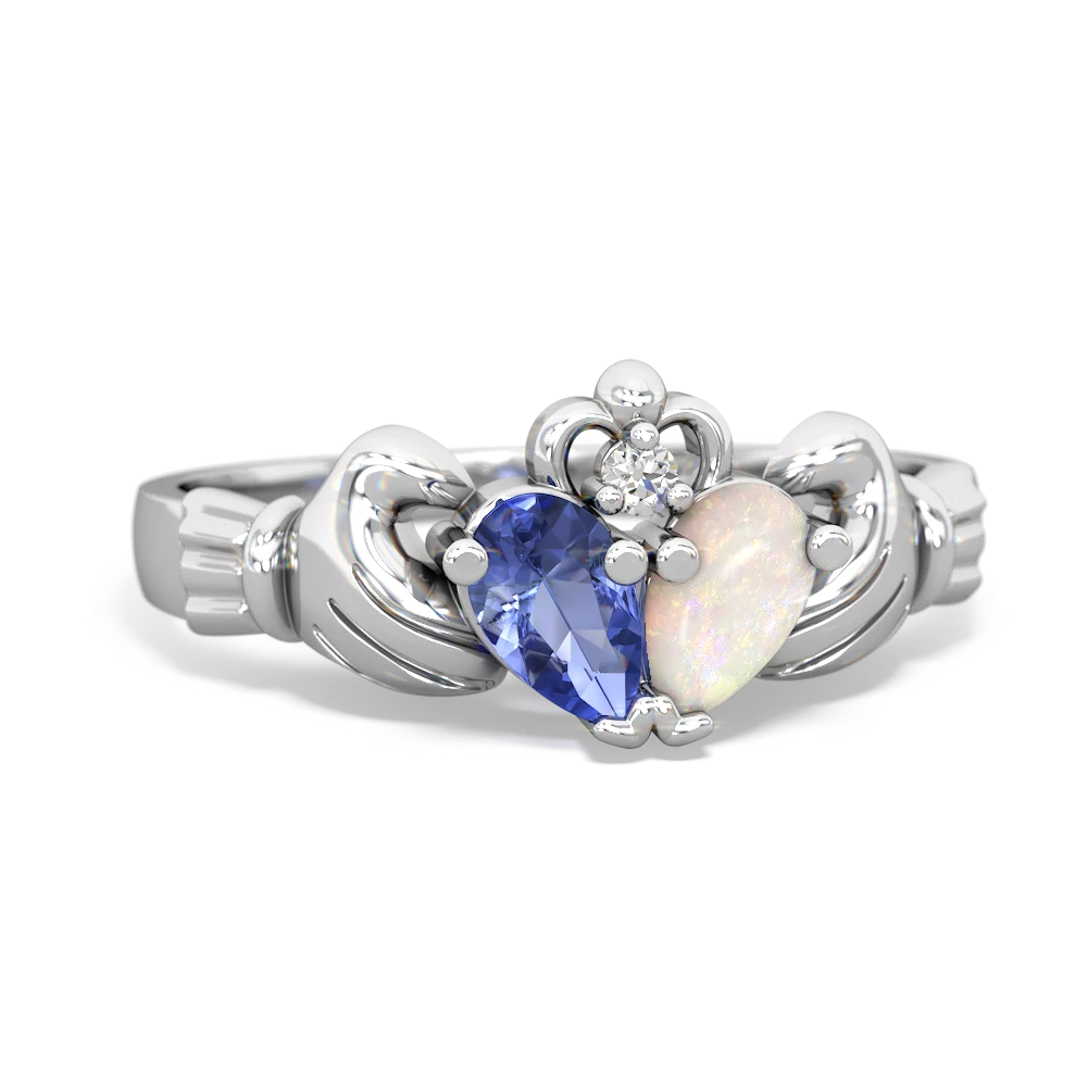 Tanzanite 'Our Heart' Claddagh 14K White Gold ring R2388