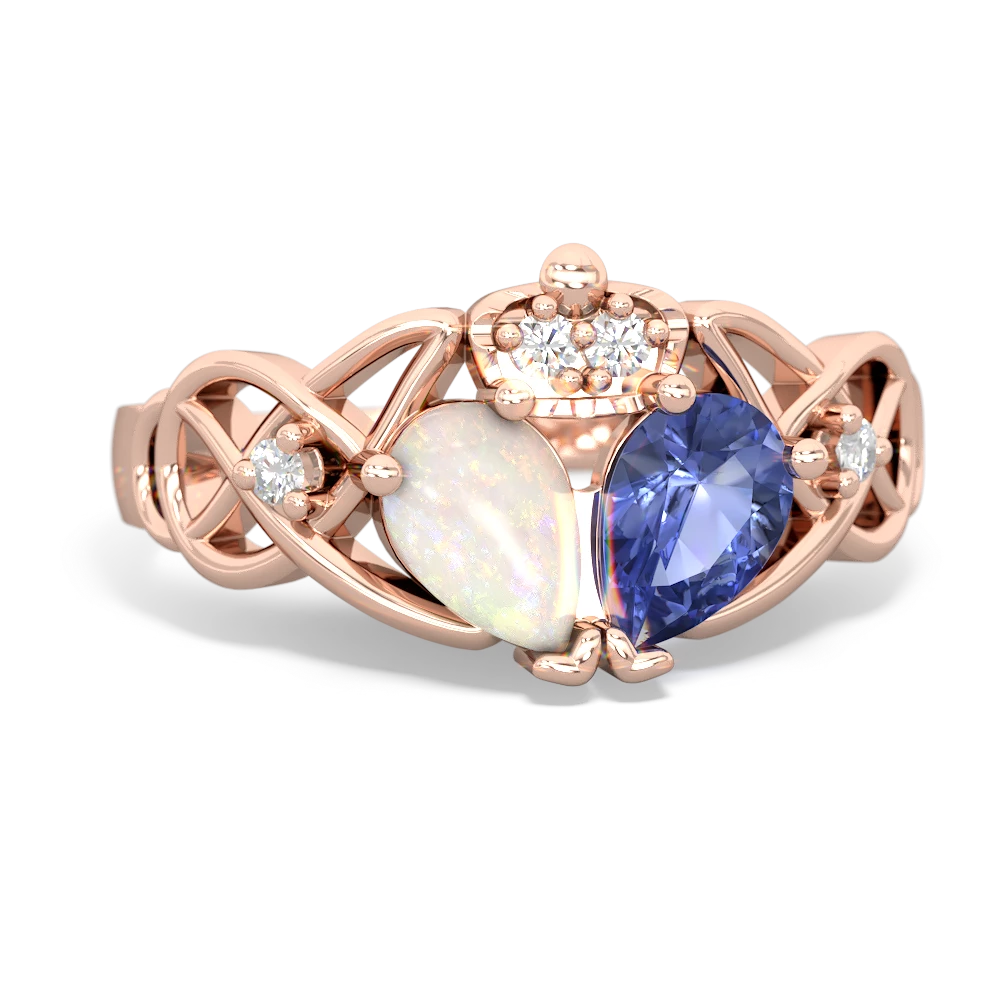 Tanzanite 'One Heart' Celtic Knot Claddagh 14K Rose Gold ring R5322