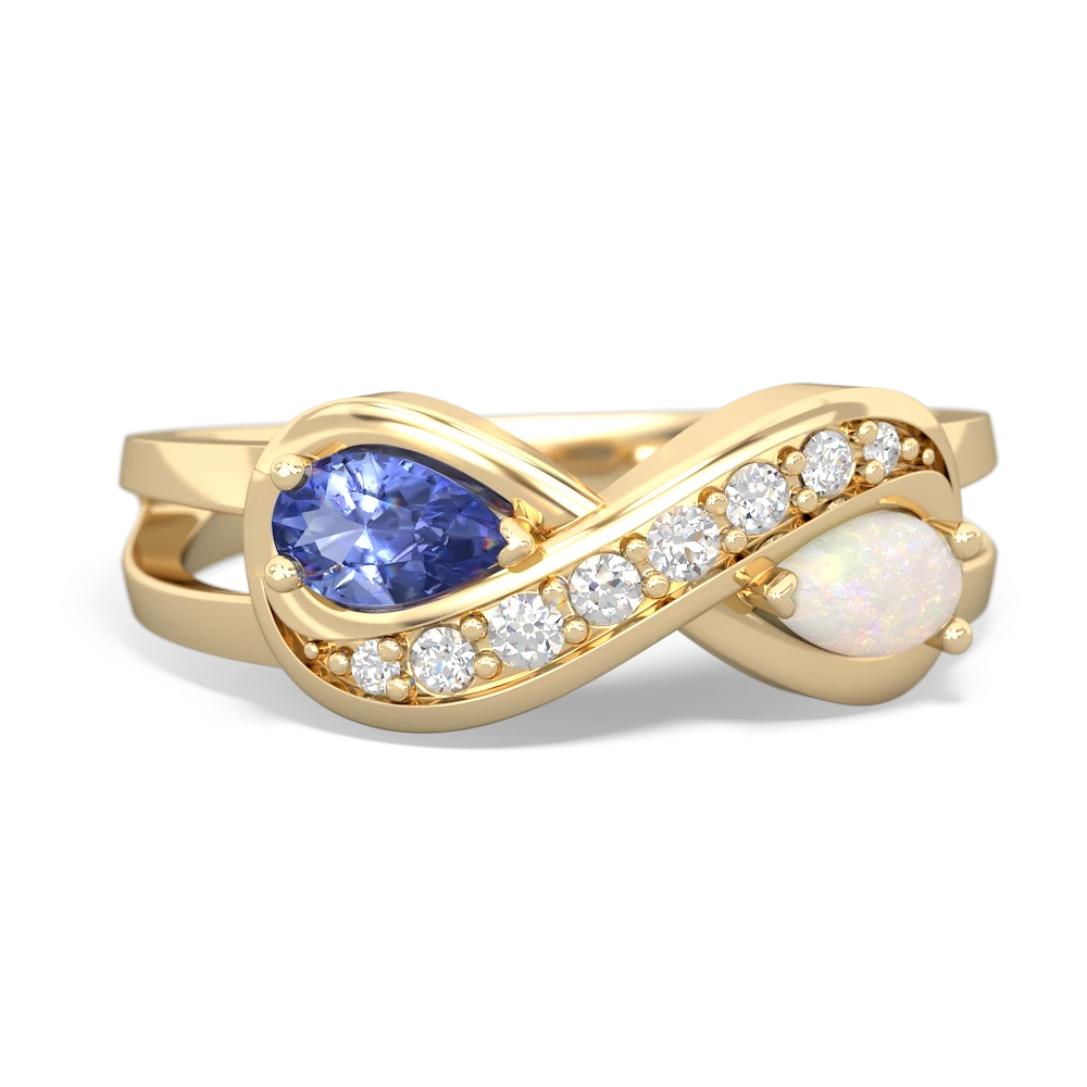 Tanzanite Diamond Infinity 14K Yellow Gold ring R5390
