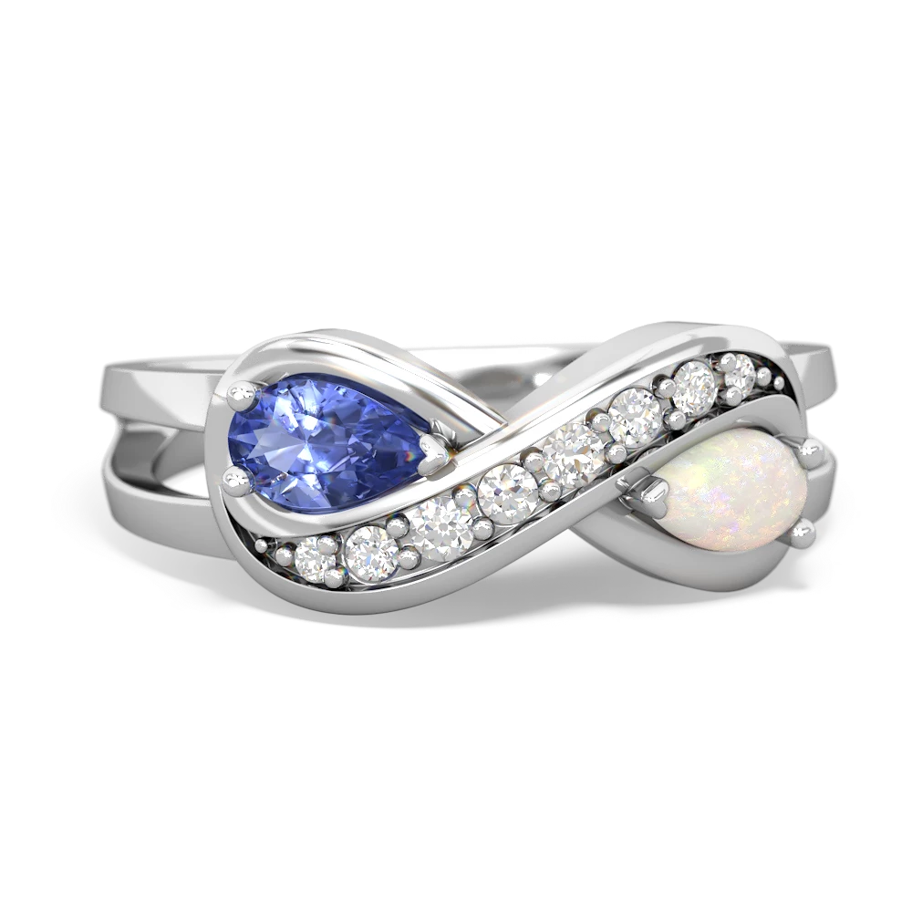 Tanzanite Diamond Infinity 14K White Gold ring R5390