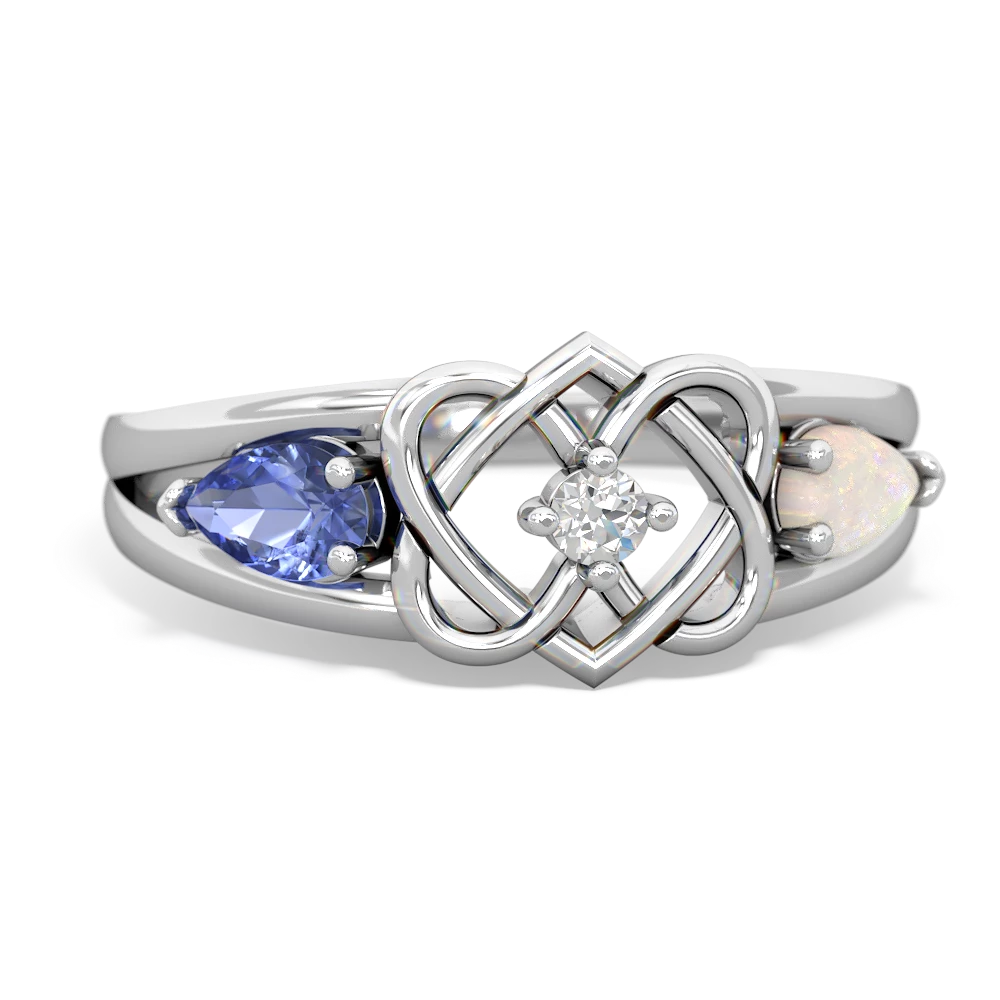 Tanzanite Hearts Intertwined 14K White Gold ring R5880