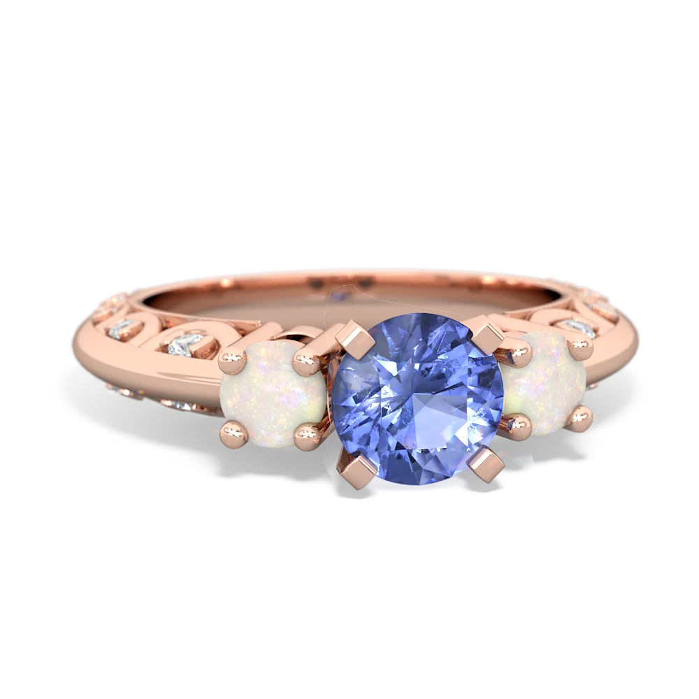 Tanzanite Art Deco Eternal Embrace Engagement 14K Rose Gold ring C2003