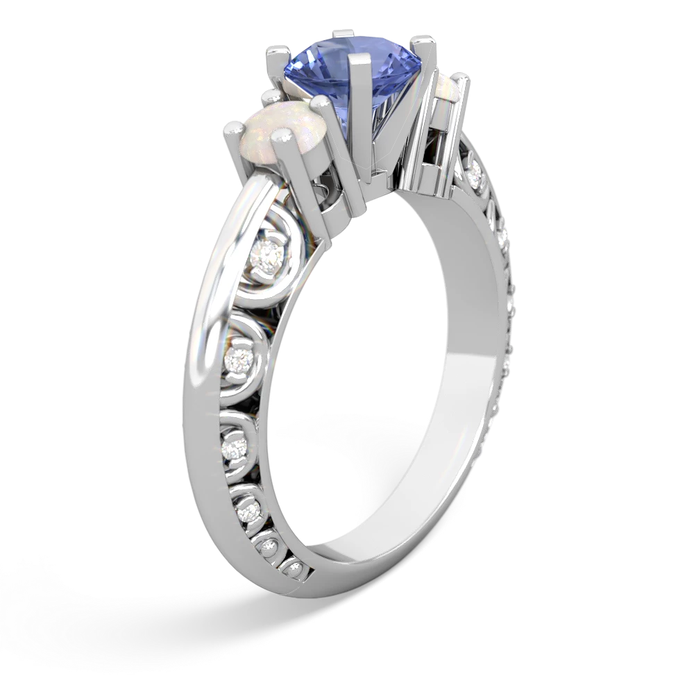 Tanzanite Art Deco Eternal Embrace Engagement 14K White Gold ring C2003