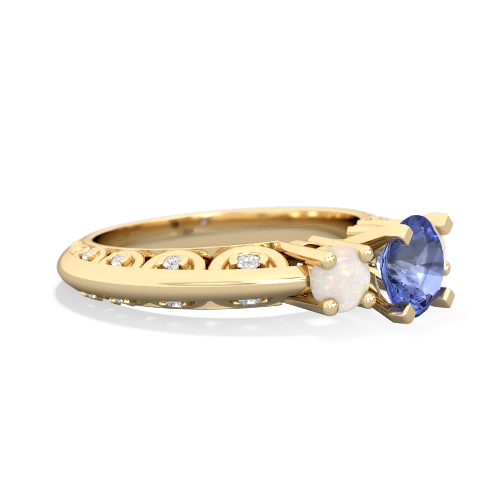 Tanzanite Art Deco Eternal Embrace Engagement 14K Yellow Gold ring C2003