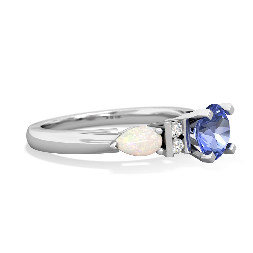 Tanzanite 6Mm Round Eternal Embrace Engagement 14K White Gold ring R2005