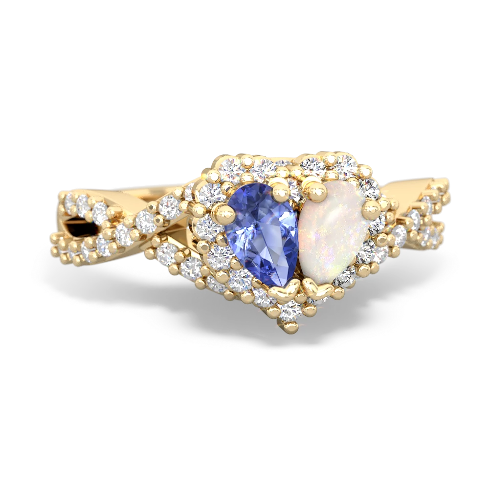 Tanzanite Diamond Twist 'One Heart' 14K Yellow Gold ring R2640HRT