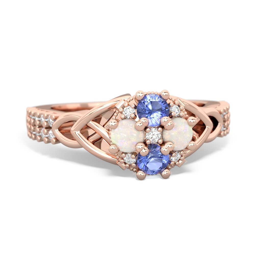 Tanzanite Celtic Knot Cluster Engagement 14K Rose Gold ring R26443RD