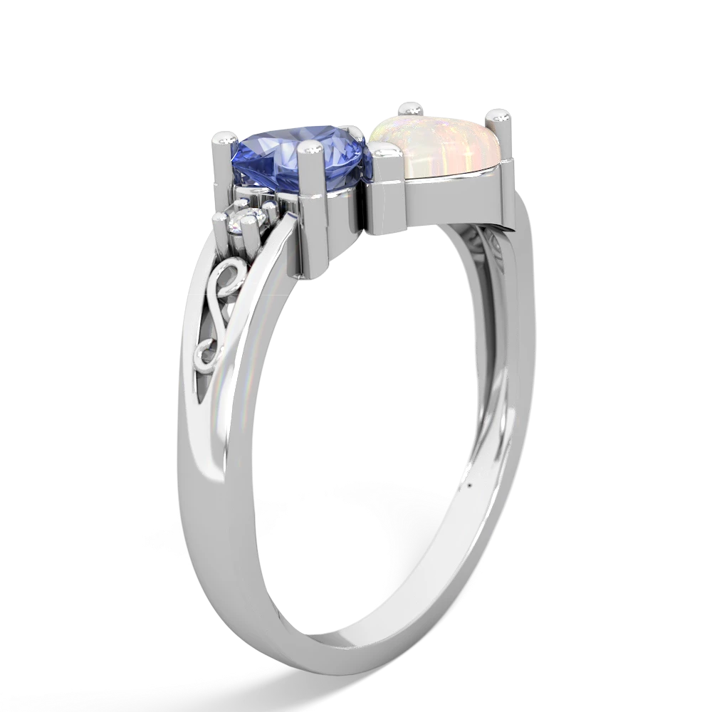 Tanzanite Snuggling Hearts 14K White Gold ring R2178