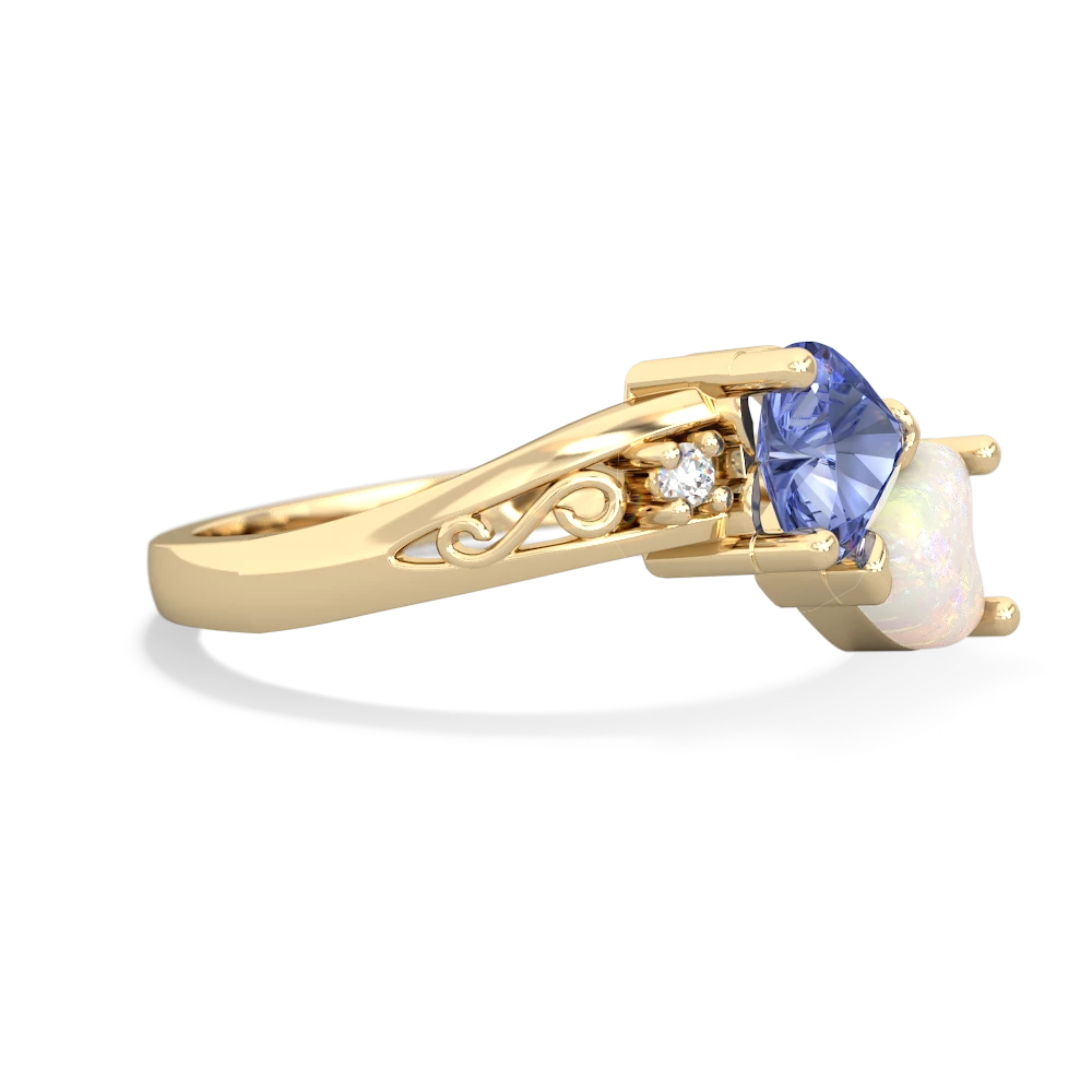 Tanzanite Snuggling Hearts 14K Yellow Gold ring R2178