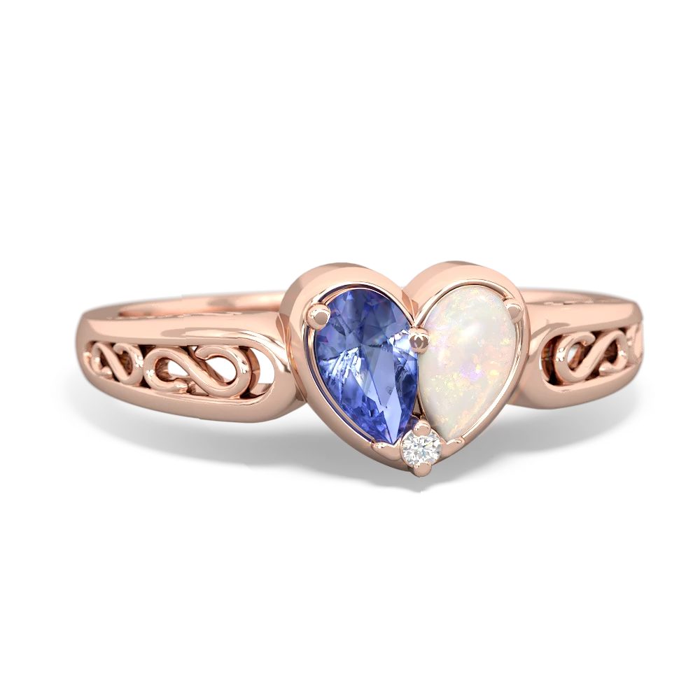 Tanzanite Filligree 'One Heart' 14K Rose Gold ring R5070