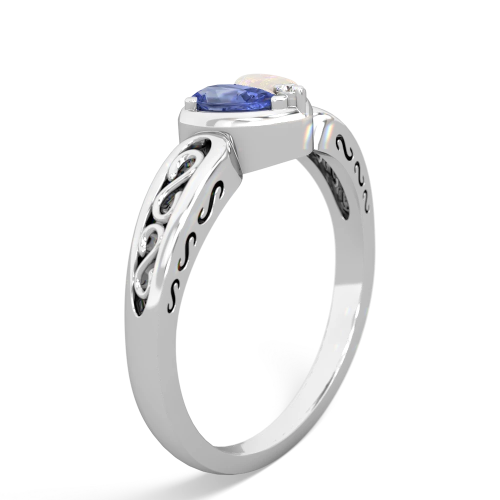 Tanzanite Filligree 'One Heart' 14K White Gold ring R5070