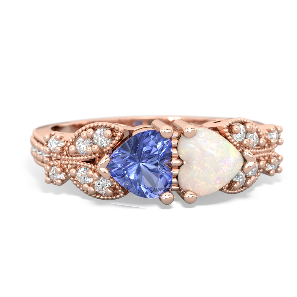 Tanzanite Diamond Butterflies 14K Rose Gold ring R5601