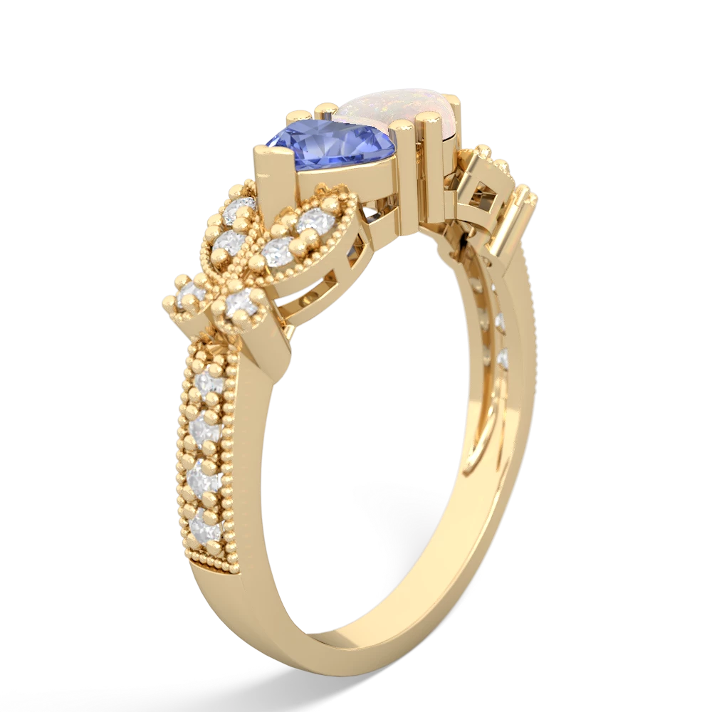 Tanzanite Diamond Butterflies 14K Yellow Gold ring R5601