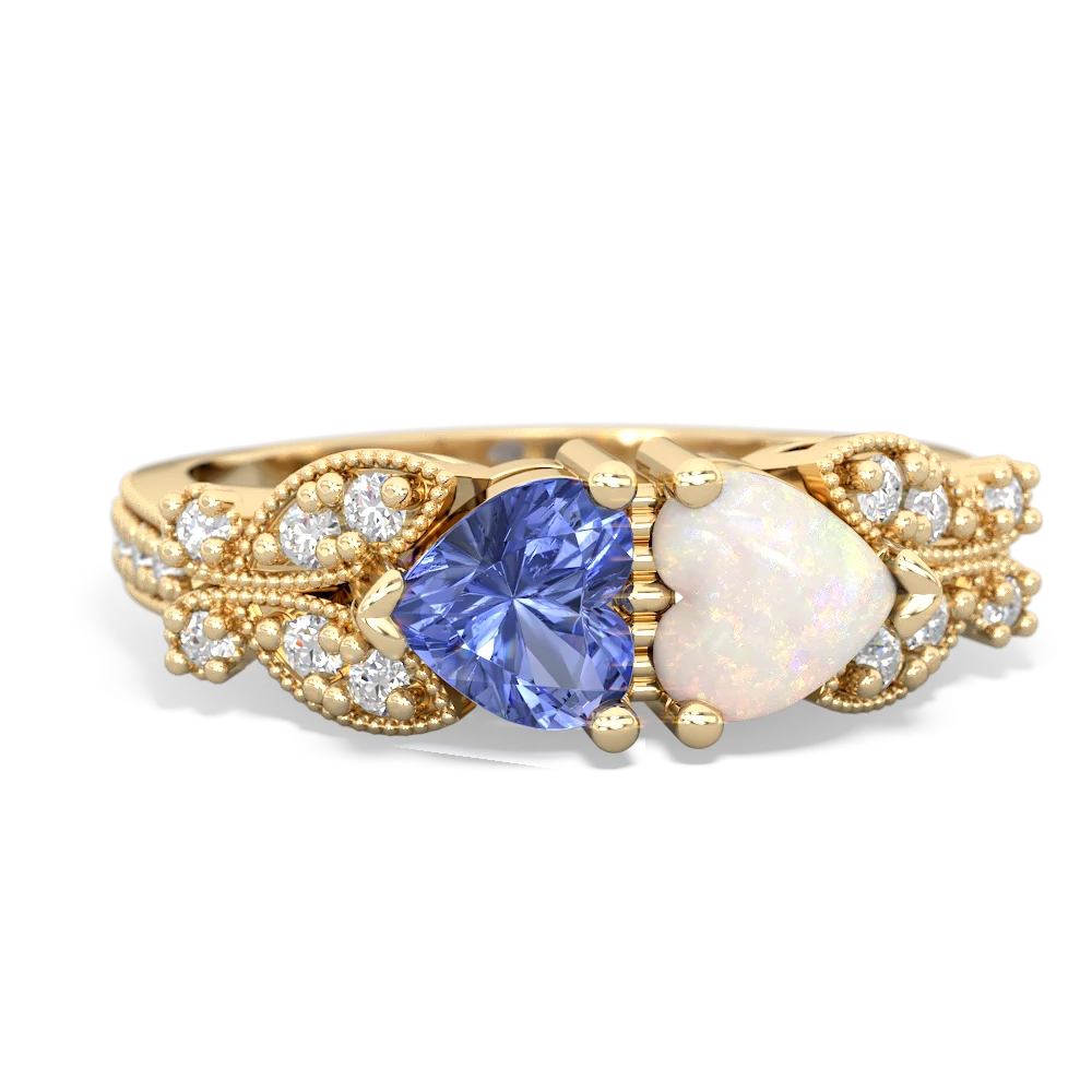 Tanzanite Diamond Butterflies 14K Yellow Gold ring R5601