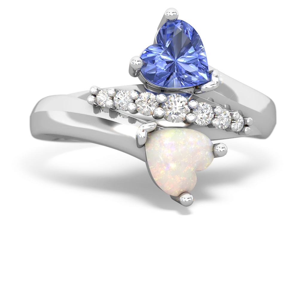 Tanzanite Heart To Heart 14K White Gold ring R2064