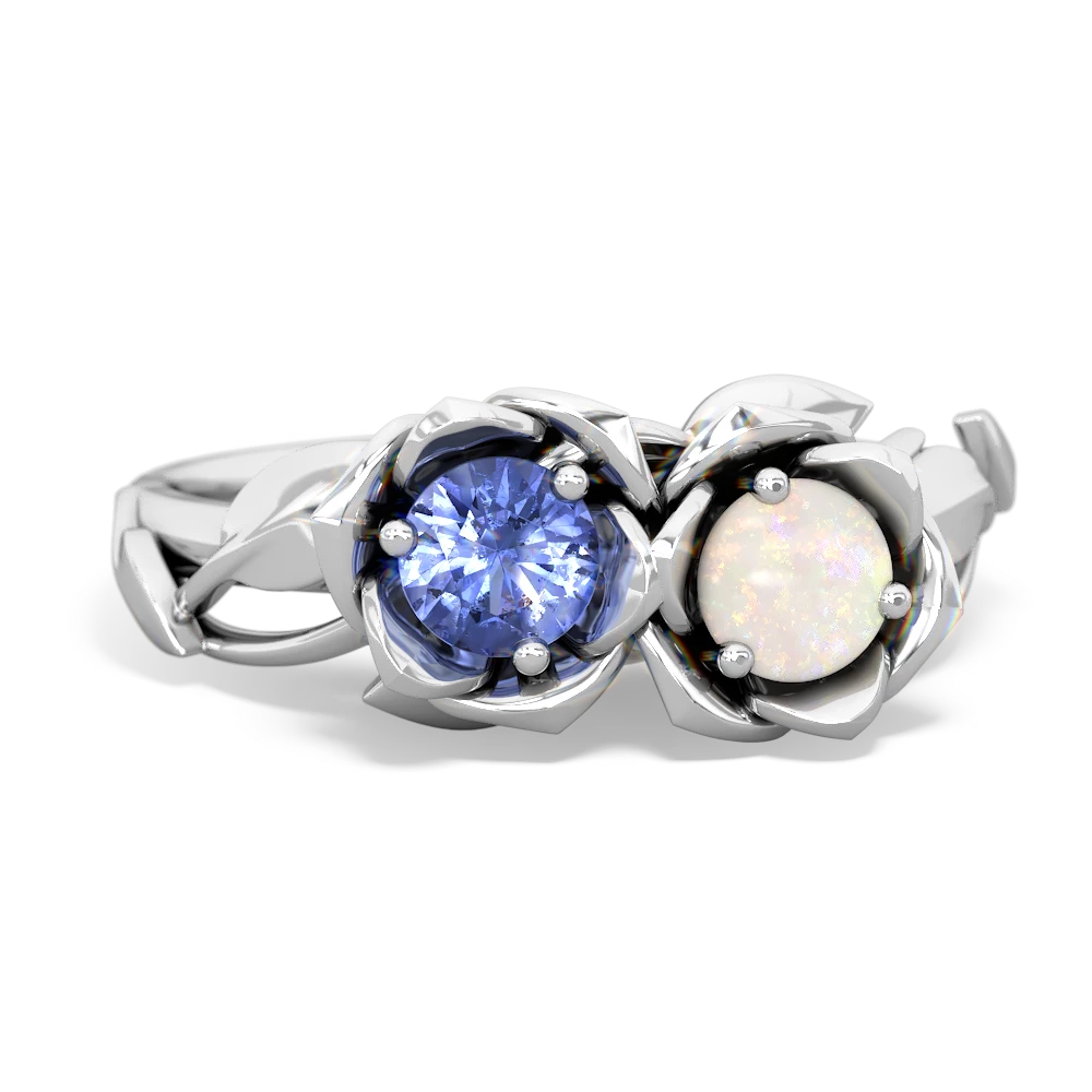 Tanzanite Rose Garden 14K White Gold ring R5510