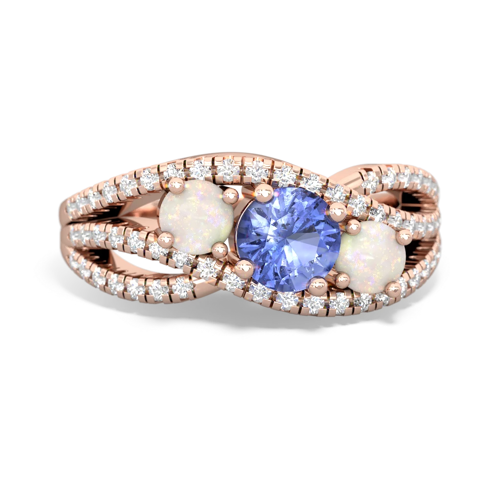 Tanzanite Three Stone Aurora 14K Rose Gold ring R3080