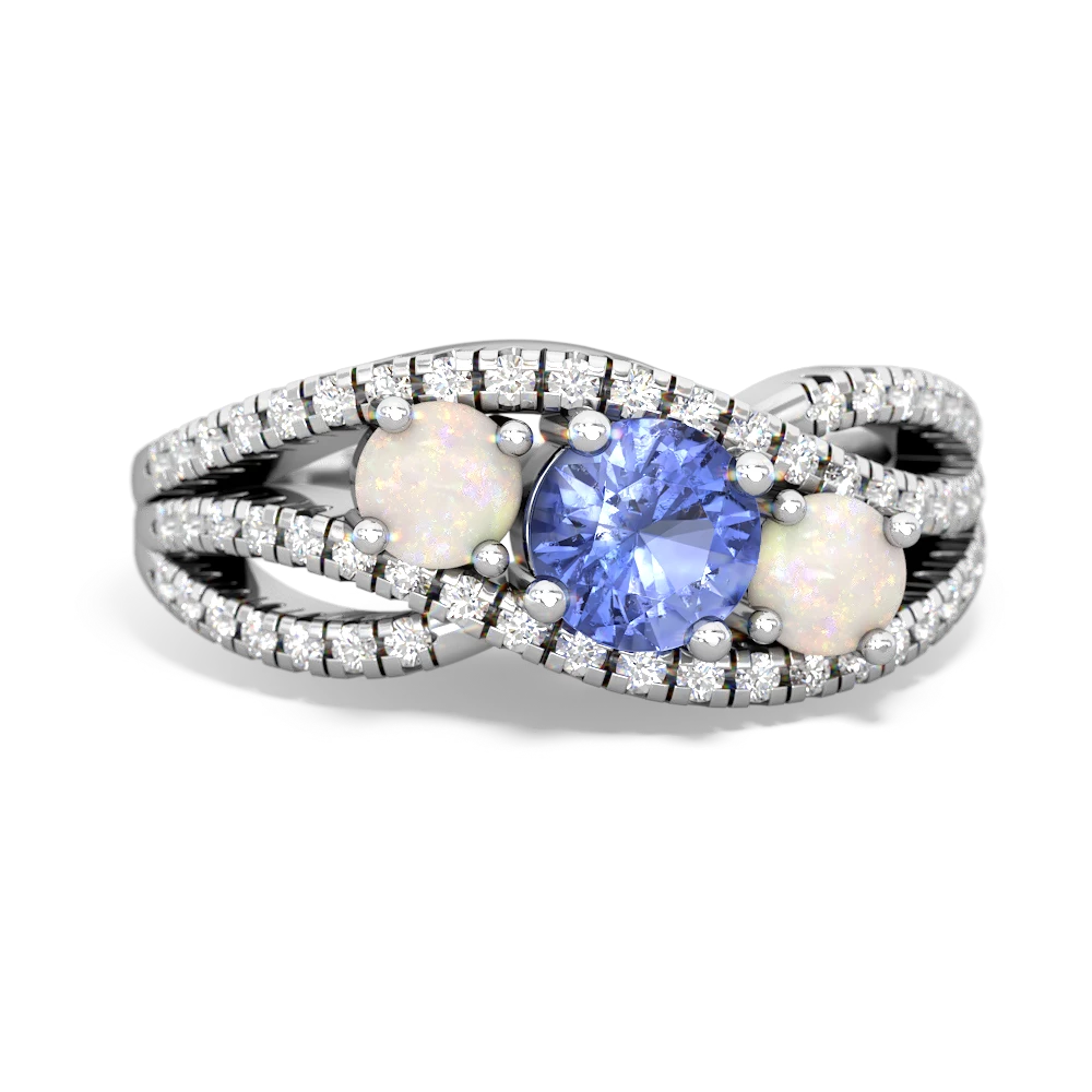 Tanzanite Three Stone Aurora 14K White Gold ring R3080