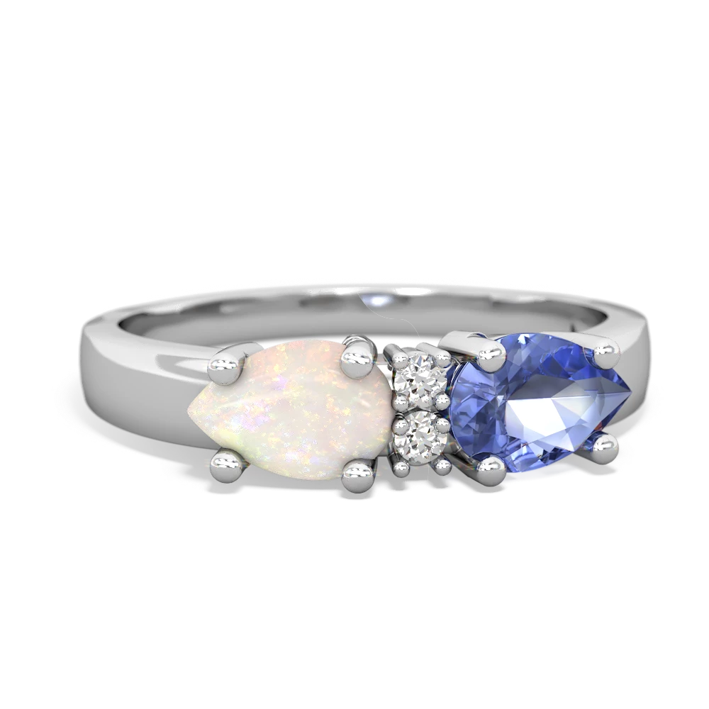 Tanzanite Pear Bowtie 14K White Gold ring R0865