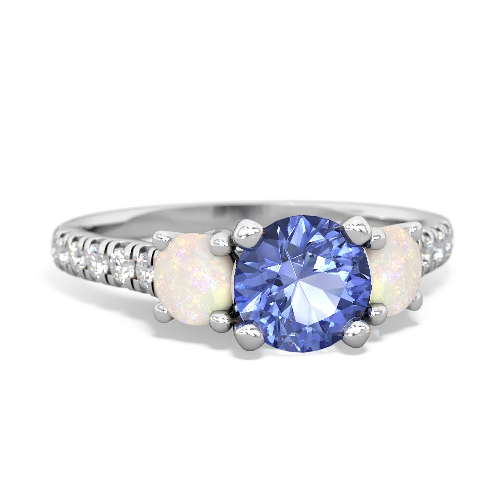 Tanzanite Pave Trellis 14K White Gold ring R5500