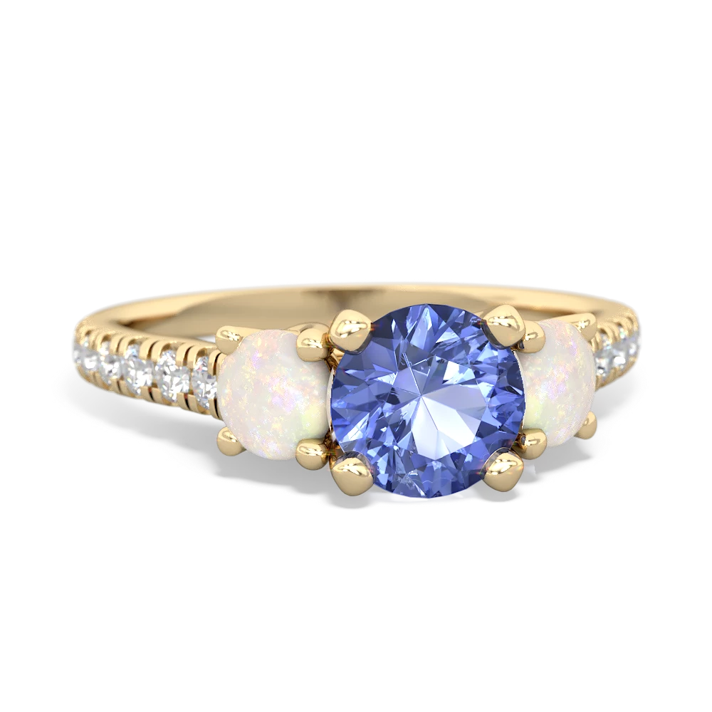 Tanzanite Pave Trellis 14K Yellow Gold ring R5500