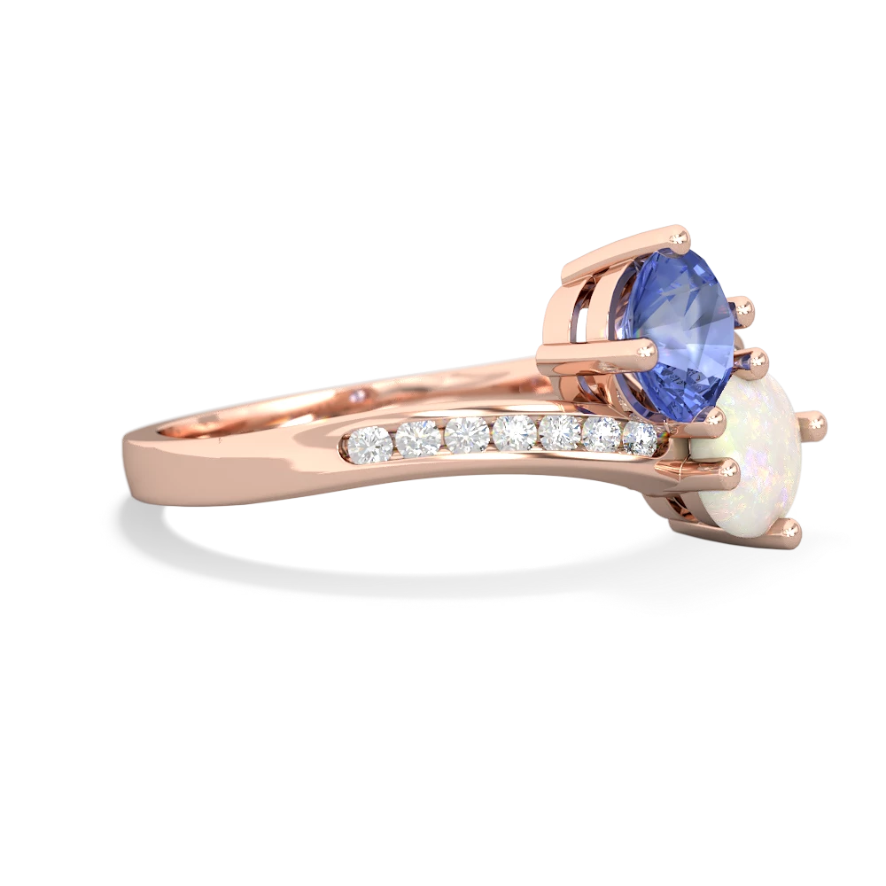 Tanzanite Channel Set Two Stone 14K Rose Gold ring R5303